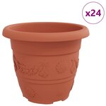 vidaXL Pot à fleurs rond 24 Pièces Rouge brique Ø 26 x 21 5 cm Plastique