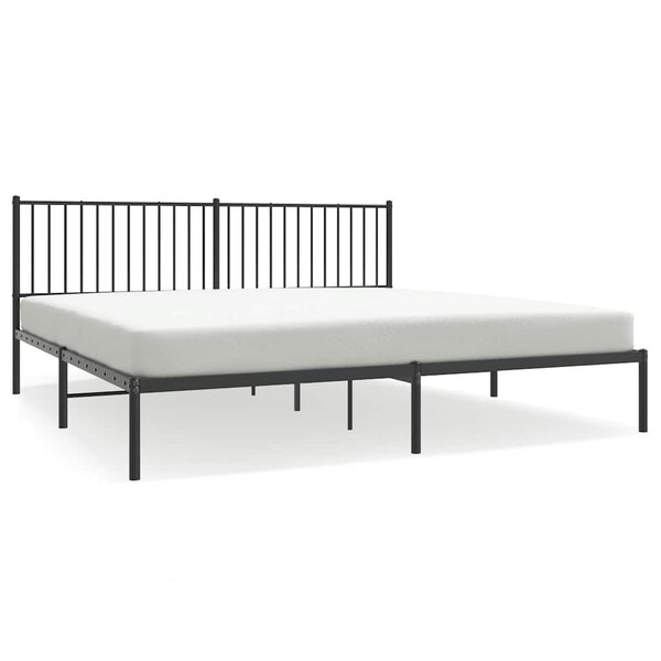vidaXL Cadre de lit métal sans matelas avec tête de lit noir 200x200cm