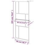vidaXL Paroi de douche avec étagère Noir 80x195 cm Verre ESG&Aluminium