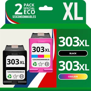 HP 303XL - Pack 2 cartouches noir et couleur compatibles HP Envy Photo 6220 6100