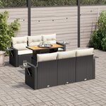 vidaXL Salon de jardin 7 Pièces avec coussins noir résine tressée