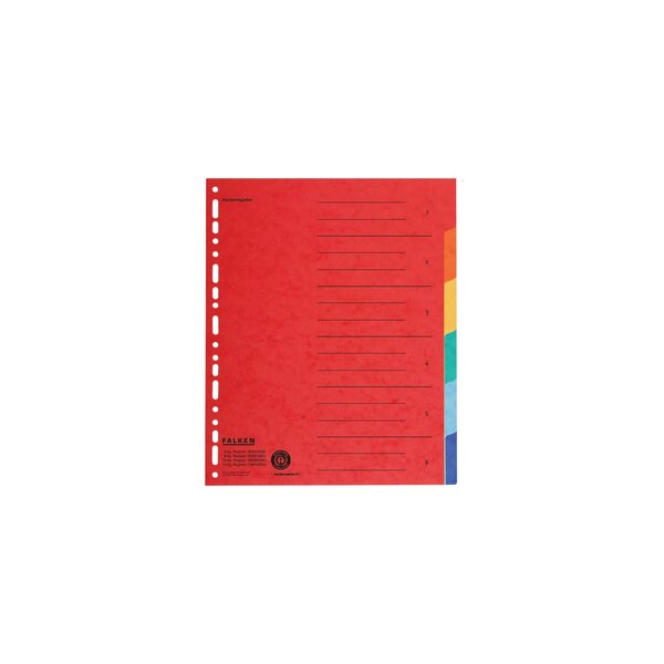 Intercalaires A4+ 6 Positions En Carte Recyclée - Couleurs Assorties - X 20 - Falken