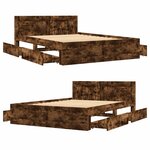 vidaXL Cadre de lit avec tête de lit chêne fumé 120x190 cm