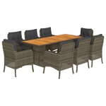 vidaXL Ensemble à manger de jardin 9 Pièces coussins gris résine tressée