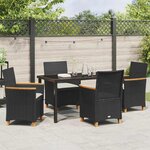 vidaXL Ensemble de salle à manger pour jardin 5 Pièces Noir polyrotin