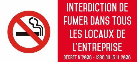 Autocollant vinyl - Interdiction interdit de fumer dans tous les locaux de l'entreprise - L.200 x H.100 mm UTTSCHEID