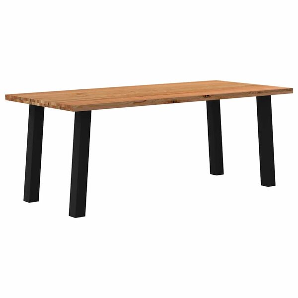 vidaXL Table à manger marron clair bois de chêne massif rectangulaire