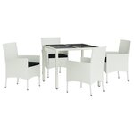vidaXL Ensemble à manger de jardin et coussins 5 Pièces blanc poly rotin