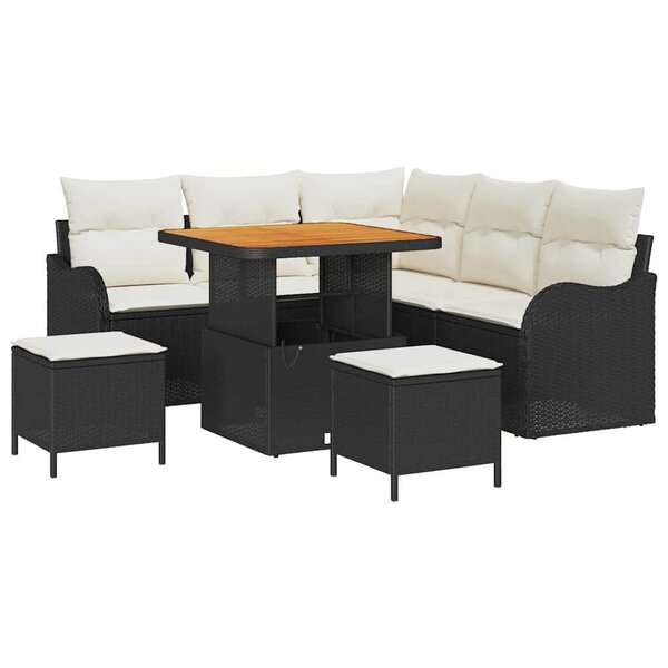 vidaXL Ensemble de canapé de jardin 8 Pièces Noir polyrotin