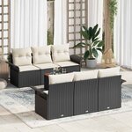 vidaXL Ensemble de canapé de jardin 7 Pièces Noir Poly rotin