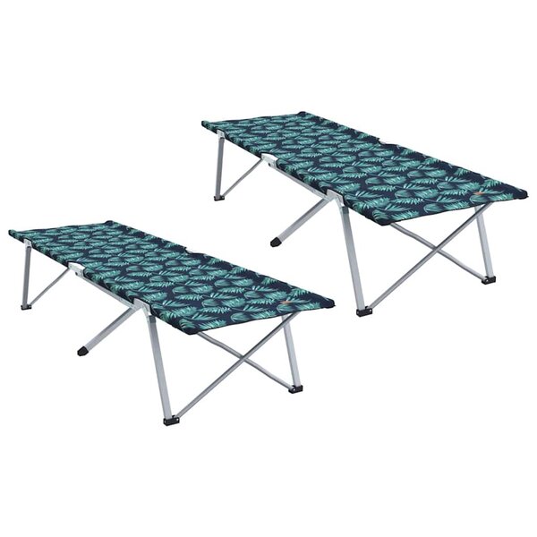 vidaXL Lit de camping pliant 2 Pièces Motif de feuille 62 x 194 x 42 cm