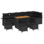 vidaXL Ensemble de canapé de jardin avec coussin 10 Pièces Noir polyrotin