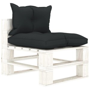 vidaXL Canapé palette de milieu de jardin et coussins anthracite Bois