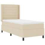vidaXL Lit à ressorts avec matelas et LED crème 100x200 cm en tissu