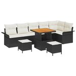 vidaXL Ensemble de canapé de jardin 9 Pièces Noir polyrotin