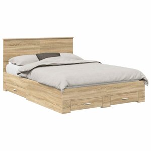 vidaXL Cadre de lit Chêne Sonoma 135 x 190 cm Bois d'ingénierie