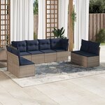 vidaXL Salon de jardin 8 Pièces avec coussins gris résine tressée
