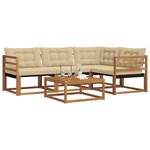 vidaXL Ensemble de canapés d'extérieur 5 Pièces Naturel et Beige