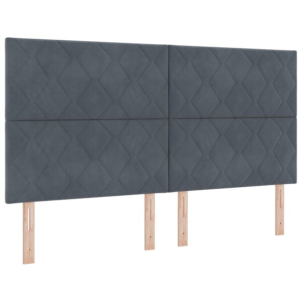 Lit à ressorts vidaXL avec matelas gris foncé super king en velours