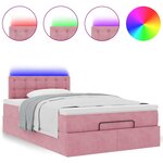 vidaXL Cadre de lit ottoman avec matelas rose 120x200 cm velours