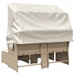vidaXL Canapé de jardin 2 places avec auvent et tabourets beige rotin