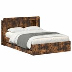 vidaXL Cadre de lit avec rangement Chêne fumé 135 x 190 cm