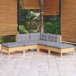 vidaXL Salon de jardin 5 Pièces avec coussins gris bois de pin