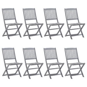 vidaXL Chaises pliables d'extérieur lot de 8 et coussins Bois d'acacia