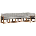 vidaXL Ensemble de canapés d'extérieur 6 pc Naturel et gris clair