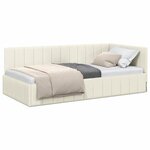 vidaXL Cadre de lit d'angle Crème 90 cm x 200 cm tissu