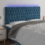 vidaXL Tête de lit à LED Bleu foncé 180x7x118/128 cm Velours