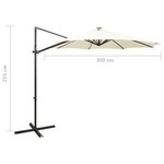 vidaXL Parasol déporté avec mât et lumières LED Sable 300 cm