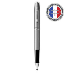 Parker sonnet essentiel stylo roller  acier  recharge noire pointe fine  coffret cadeau