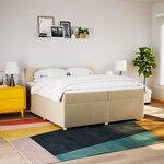 vidaXL Sommier à lattes de lit avec matelas Crème 200x200 cm Tissu