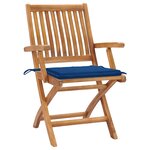 vidaXL Chaises pliables de jardin avec coussins lot de 4 Teck solide