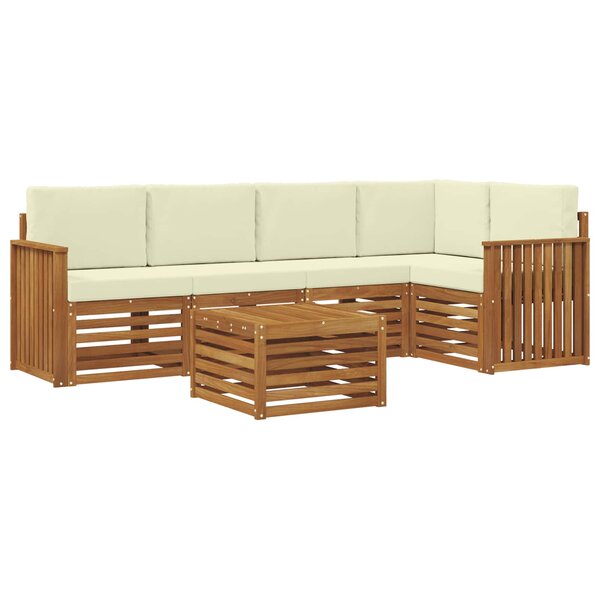 vidaXL Ensemble de canapés d'extérieur 6 pc Naturel et Crème Polyester