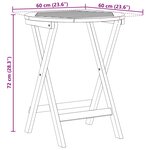 vidaXL Table de jardin pliante Pliant Naturel 60 x 60 x 72 cm