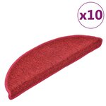vidaXL Tapis d'escalier 10 pièces 56 x 17 x 3 cm Bordeaux Demi-rond