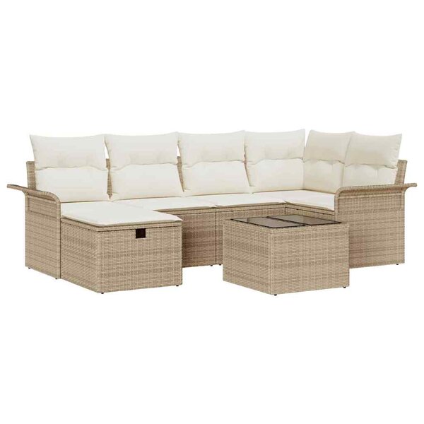 vidaXL Ensemble de canapé de jardin avec coussin 7 Pièces beige et crème