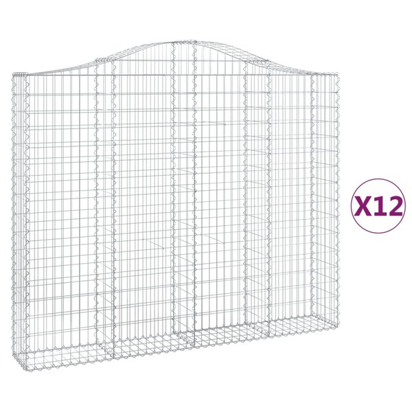 vidaXL Paniers à gabions arqués 12 Pièces 200x30x160/180 cm Fer galvanisé