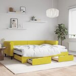 vidaXL Lit de jour avec gigogne et tiroirs jaune 90x200 cm velours
