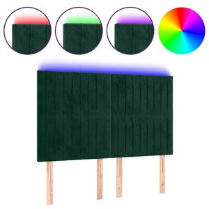 vidaXL Tête de lit à LED Vert foncé 144x5x118/128 cm Velours