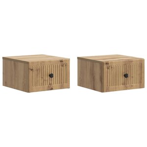 vidaXL Cabinet de chevet mural 2 pc Chêne artisanal 33 x 34 5 x 20 cm
