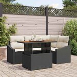 vidaXL Ensemble de canapé de jardin 5 Pièces Noir Poly rotin