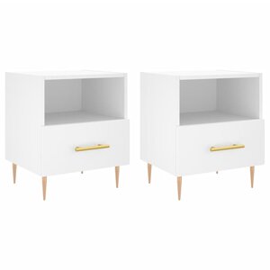 vidaXL Tables de chevet 2 Pièces blanc 40x35x47 5 cm bois d’ingénierie