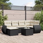 vidaXL Salon de jardin 7 Pièces avec coussins noir résine tressée
