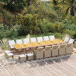 vidaXL Ensemble à dîner de jardin coussins 19 Pièces Beige Résine tressée