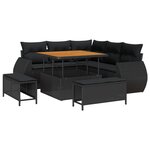 vidaXL Ensemble de canapé de jardin 8 pièces avec coussins en poly rotin noir et en acacia
