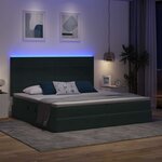 vidaXL Lit de rangement LED avec matelas Vert foncé 200 x 200 cm