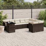 vidaXL Salon de jardin 10 Pièces avec coussins marron résine tressée